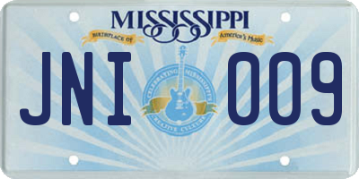 MS license plate JNI009