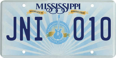 MS license plate JNI010