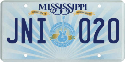 MS license plate JNI020