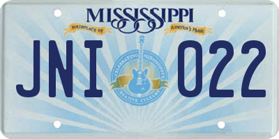 MS license plate JNI022