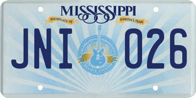 MS license plate JNI026