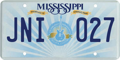 MS license plate JNI027