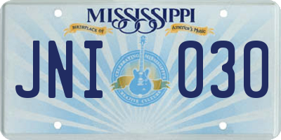 MS license plate JNI030