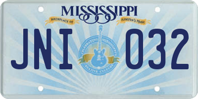 MS license plate JNI032