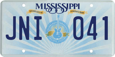 MS license plate JNI041