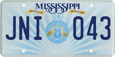 MS license plate JNI043