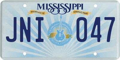 MS license plate JNI047