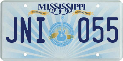 MS license plate JNI055