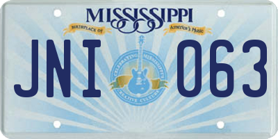 MS license plate JNI063