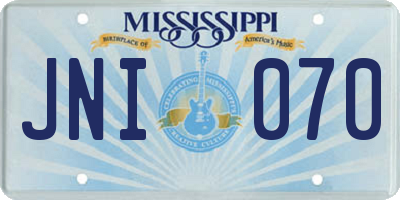 MS license plate JNI070
