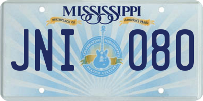 MS license plate JNI080