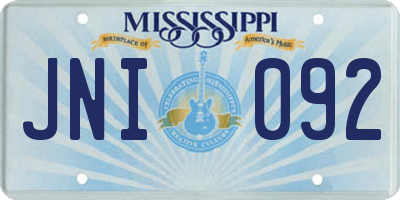 MS license plate JNI092