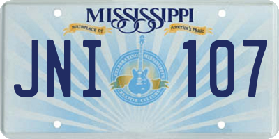 MS license plate JNI107