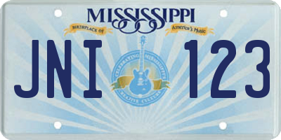 MS license plate JNI123