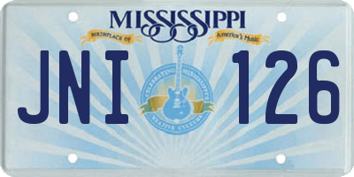 MS license plate JNI126