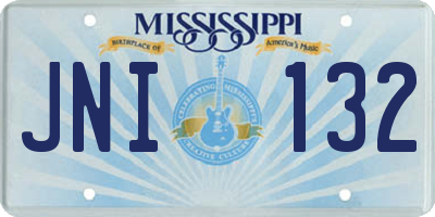 MS license plate JNI132
