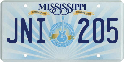MS license plate JNI205