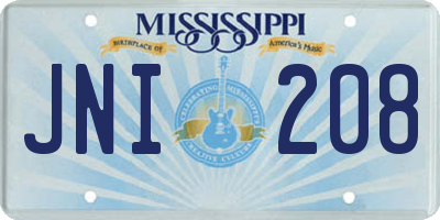 MS license plate JNI208