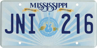 MS license plate JNI216
