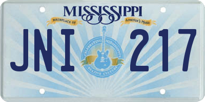MS license plate JNI217