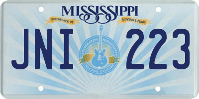 MS license plate JNI223
