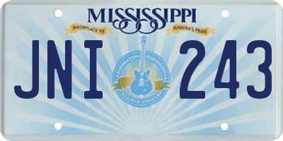 MS license plate JNI243