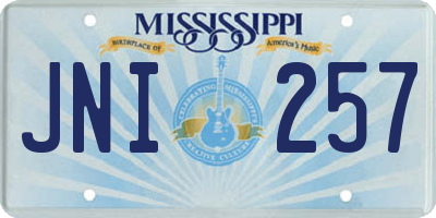 MS license plate JNI257