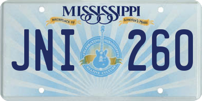 MS license plate JNI260