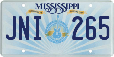 MS license plate JNI265