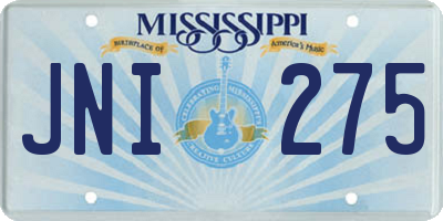 MS license plate JNI275
