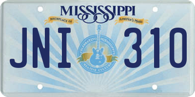 MS license plate JNI310