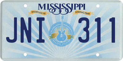MS license plate JNI311