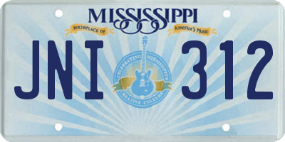 MS license plate JNI312