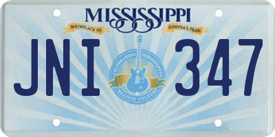 MS license plate JNI347