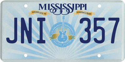 MS license plate JNI357