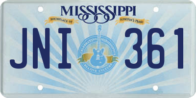 MS license plate JNI361