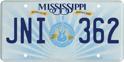 MS license plate JNI362