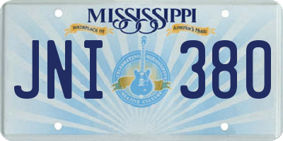 MS license plate JNI380