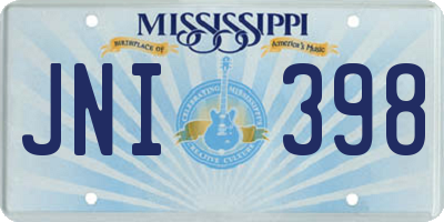 MS license plate JNI398