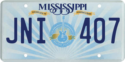 MS license plate JNI407