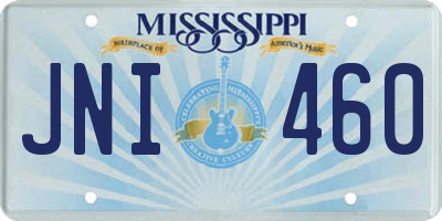 MS license plate JNI460