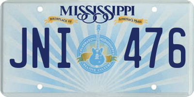 MS license plate JNI476
