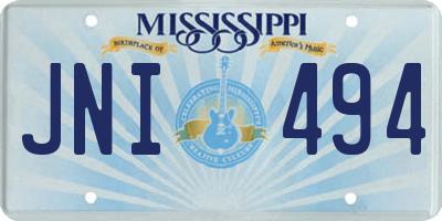 MS license plate JNI494