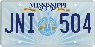 MS license plate JNI504