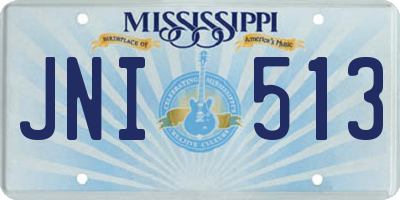 MS license plate JNI513