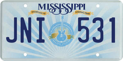 MS license plate JNI531
