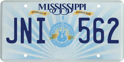 MS license plate JNI562