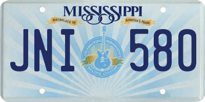 MS license plate JNI580