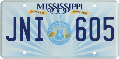 MS license plate JNI605