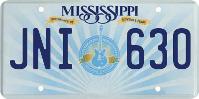 MS license plate JNI630
